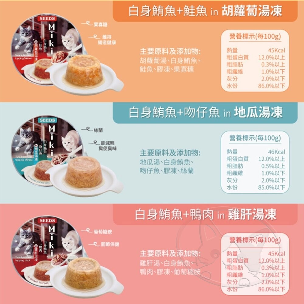 【旺生活】SEEDS Miki特級機能貓愛餐杯 80g 鮮湯凍起來 貓罐頭 聖萊西 貓點心 寵物點心-細節圖7