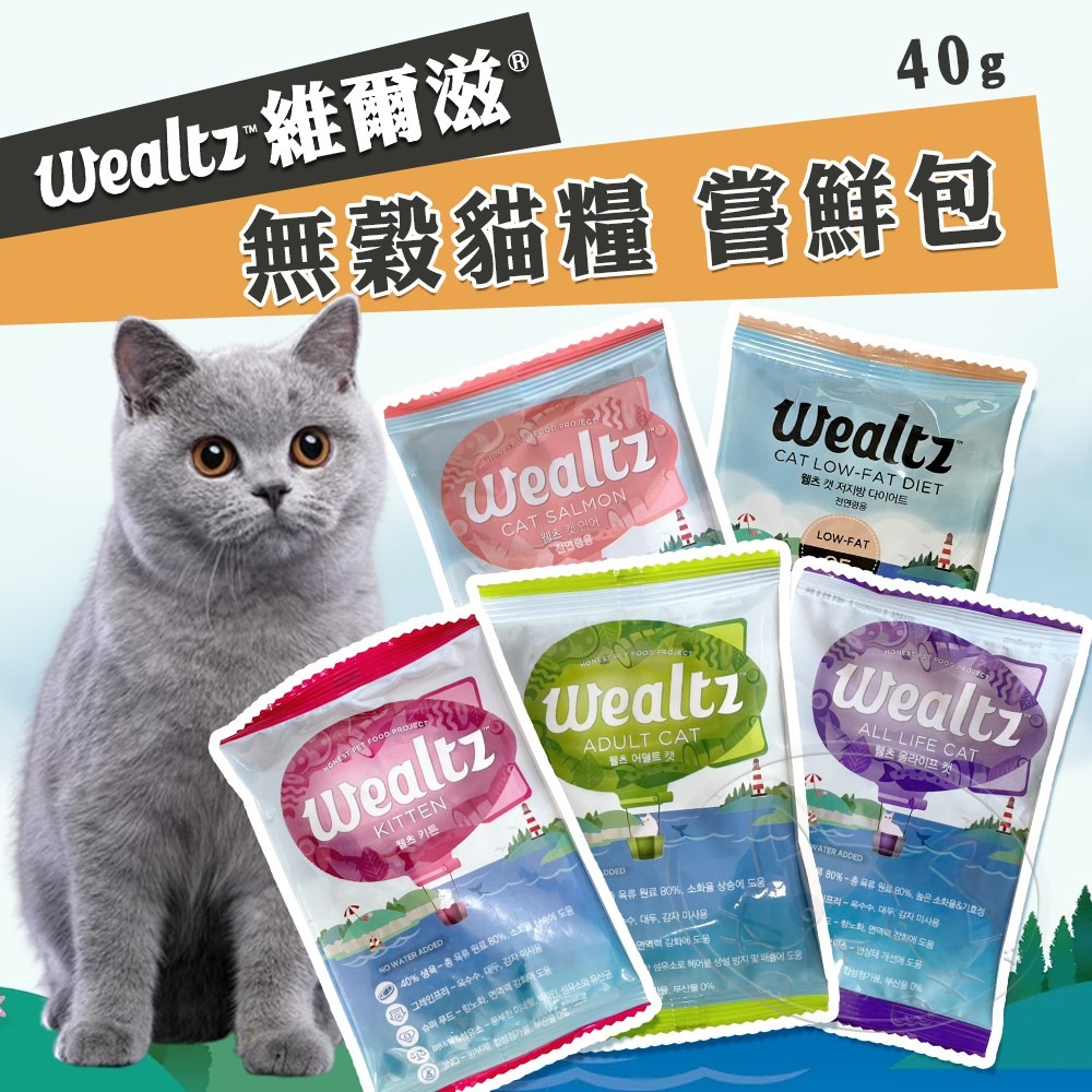 【WangLife】Wealtz 維爾滋 嘗鮮包 40g 寵物飼料 貓糧 低脂高纖/成貓/幼貓/全齡貓 貓乾糧-細節圖3