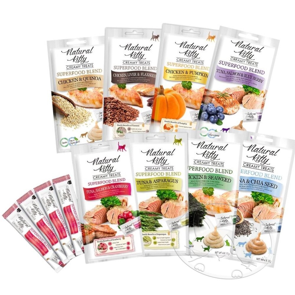 【旺生活】Natural Kitty 自然小貓 超級食物營養肉泥系列 4條入 貓零食 貓肉泥  寵物點心-細節圖2