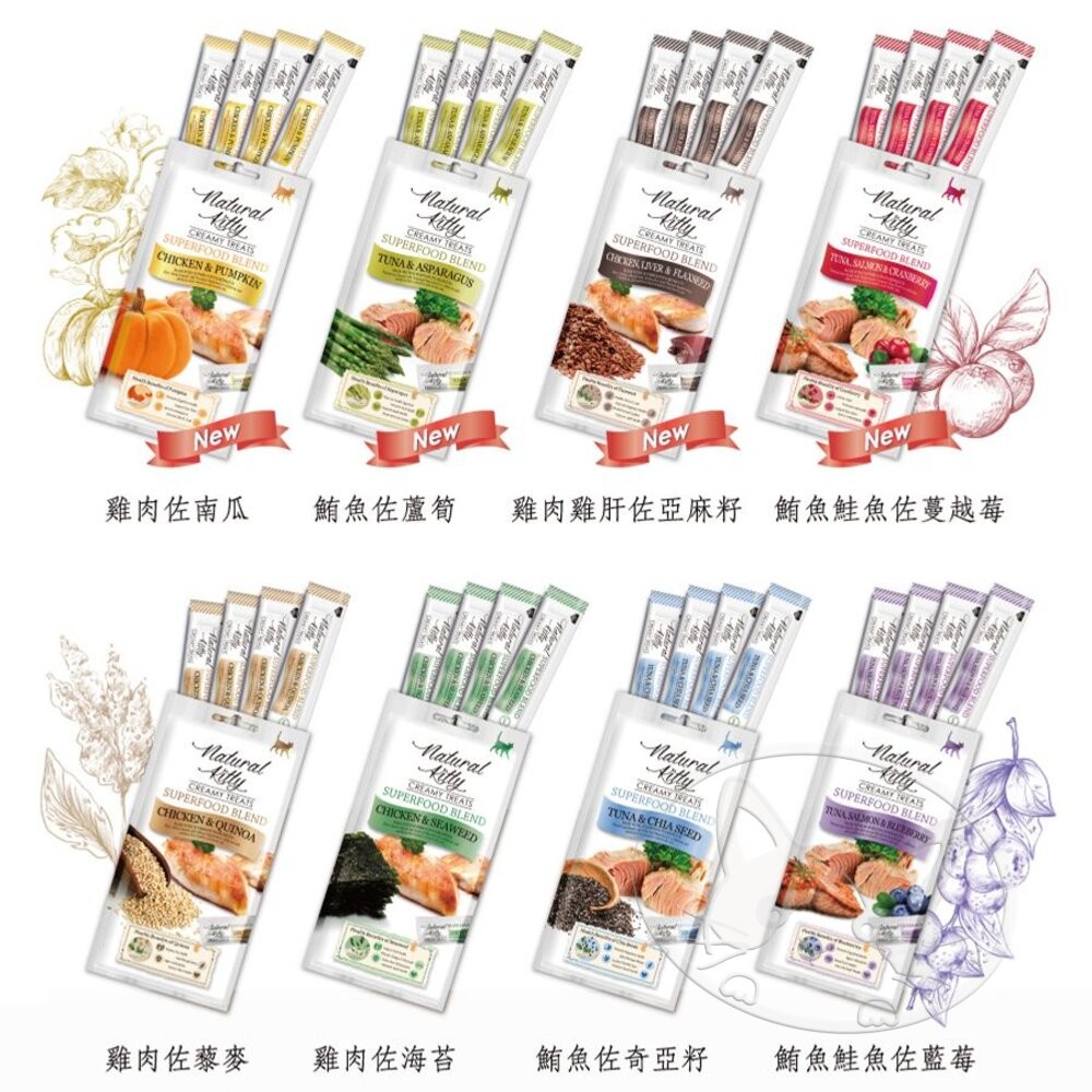 【旺生活】Natural Kitty 自然小貓 超級食物營養肉泥系列 4條入 貓零食 貓肉泥  寵物點心-細節圖5