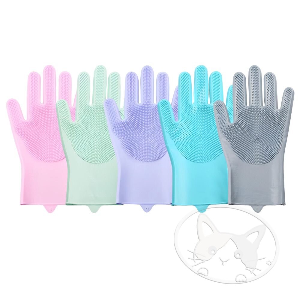 【旺生活】矽膠萬用清潔手套 耐高溫 清潔手套 矽膠手套 洗碗手套 韓國洗碗手套刷 洗寵物-細節圖2