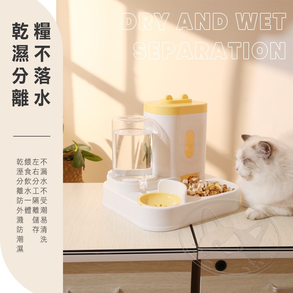 【WangLife】立式兔耳餵食餵水器 貓咪水碗 狗飯盆 乾濕分離 自動餵食器 寵物飲水餵食器-細節圖5