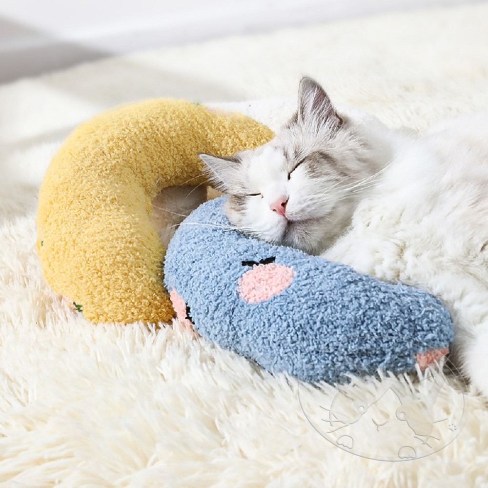 【WangLife】泰迪絨半月枕 U型寵物睡枕 小枕頭 寵物抱枕 柔軟舒適 深度睡眠-細節圖3