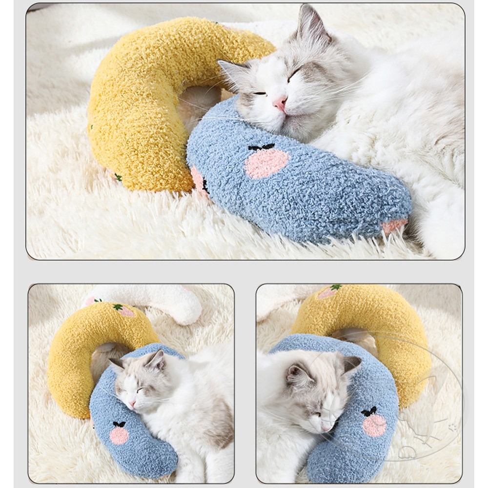 【WangLife】泰迪絨半月枕 U型寵物睡枕 小枕頭 寵物抱枕 柔軟舒適 深度睡眠-細節圖4