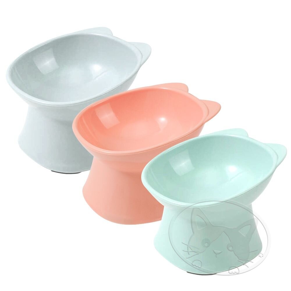 【旺生活】北歐風方口雙耳高腳寵物食碗 寵物碗 食盆 狗碗 圓形貓碗 寵物單碗 貓碗-細節圖2