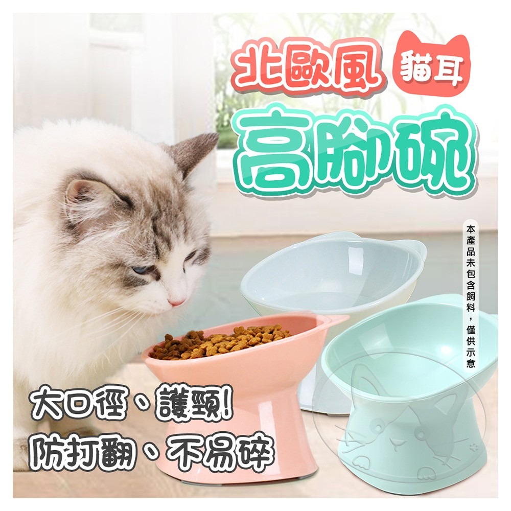【WangLife】北歐風方口雙耳高腳寵物食碗 寵物碗 食盆 狗碗 圓形貓碗 寵物單碗 貓碗-細節圖3