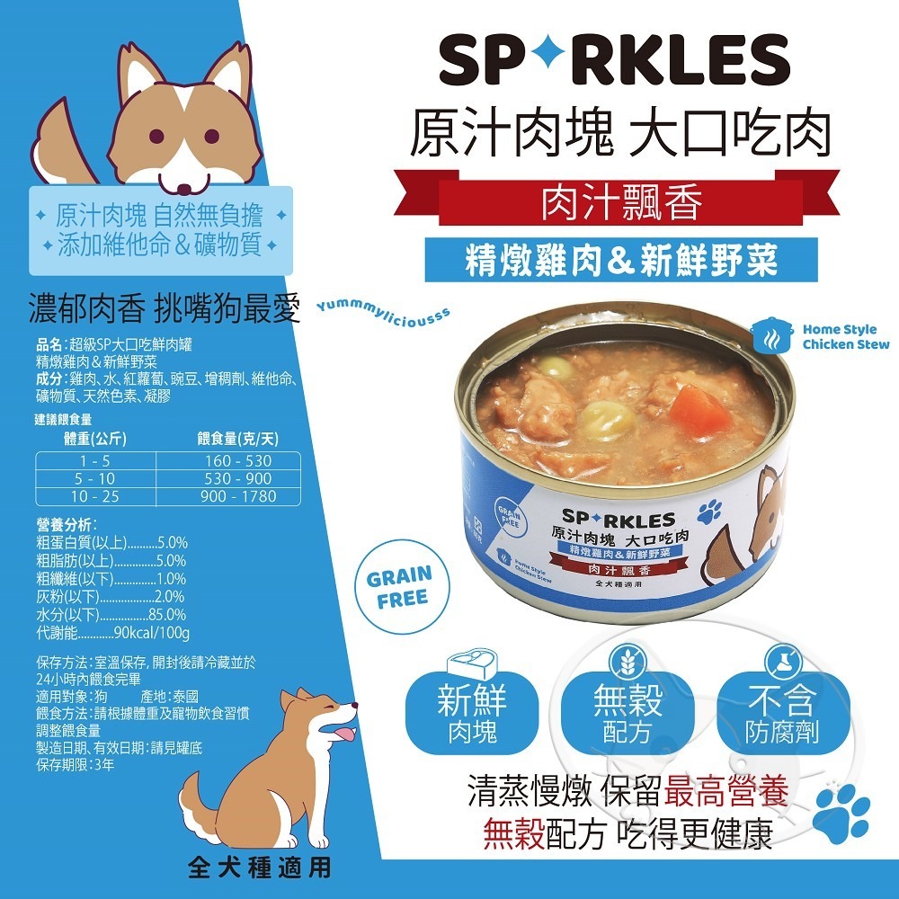 【WangLife】Sparkles 超級SP 大口吃鮮肉罐 80g-400g【整箱24入】鮮肉罐 狗罐-細節圖8