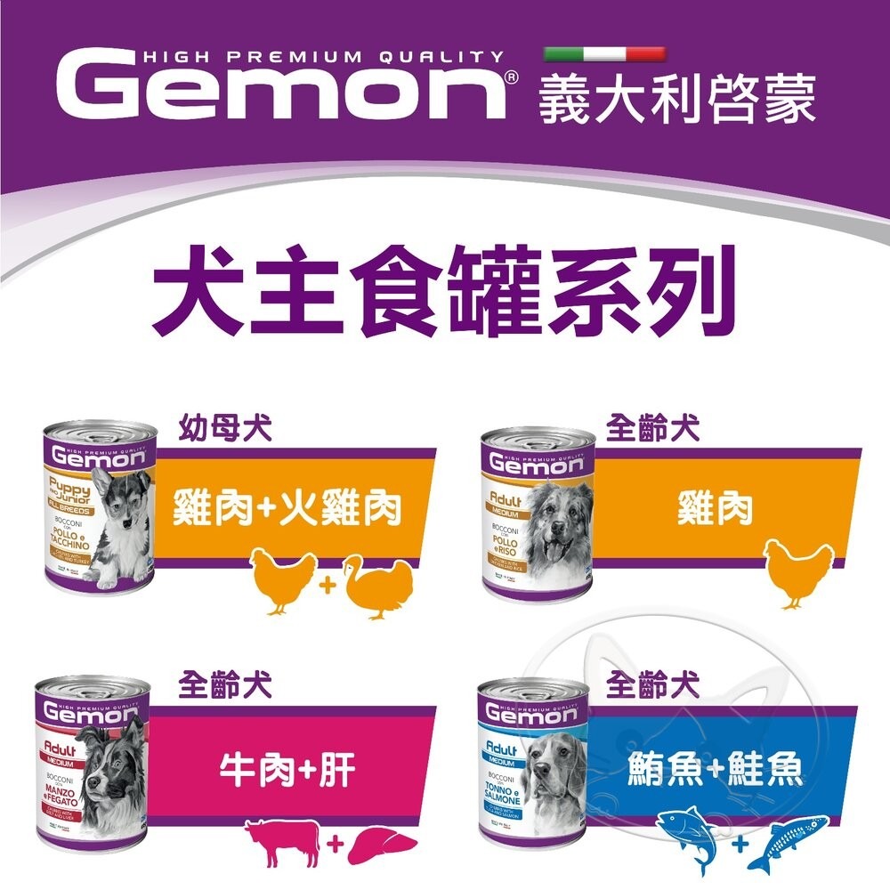 【旺生活】義大利 Gemon 啟蒙【整箱24入】 主食犬餐罐 主食罐 犬罐 415g/罐 狗罐頭-細節圖3