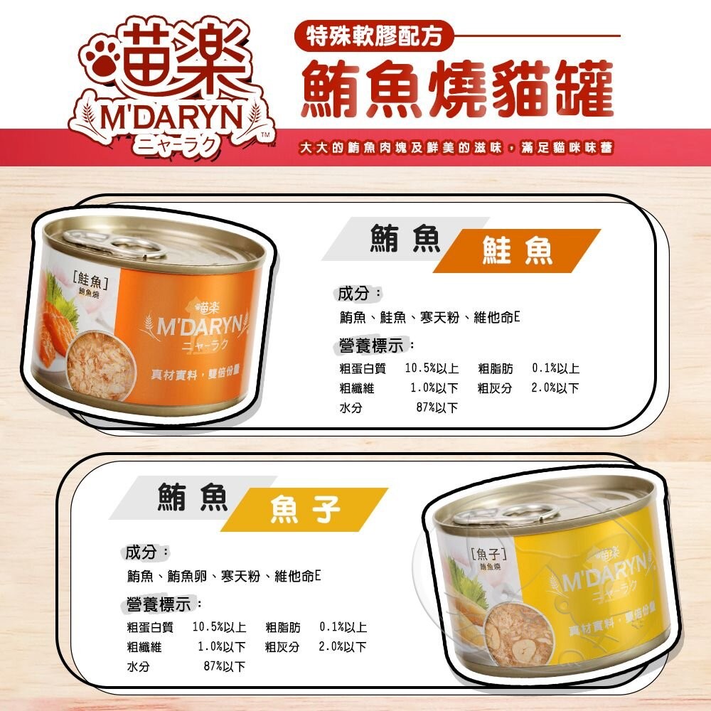 【旺生活】喵樂 M'DARYN 主食罐系列 鮪魚燒 主食罐 貓罐頭 鮪魚罐 貓咪罐頭-細節圖7