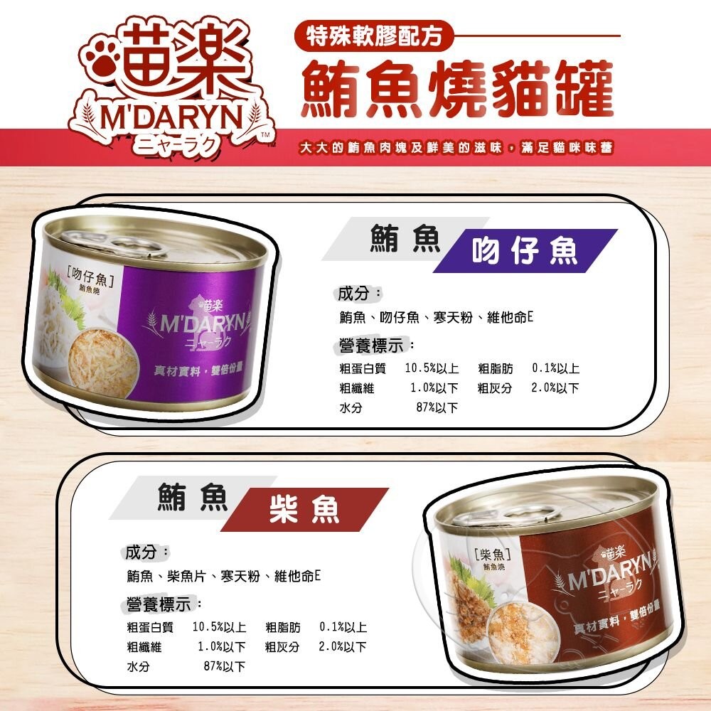 【旺生活】喵樂 M'DARYN 主食罐系列 鮪魚燒 主食罐 貓罐頭 鮪魚罐 貓咪罐頭-細節圖9