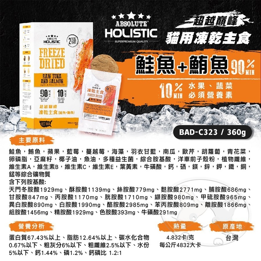 【WangLife】HOLISTIC 超越巔峰 貓凍乾 凍乾主食( 單包裝1入) 貓飼料 貓主食凍乾 貓零食-細節圖5