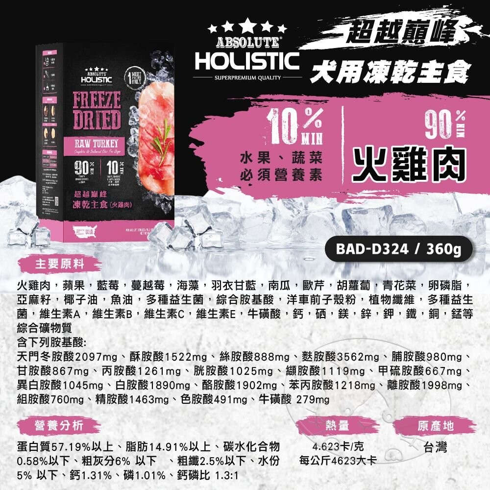 【旺生活】HOLISTIC 超越巔峰 狗飼料 凍乾主食 360G  狗主食凍乾 狗凍乾 寵物零食-細節圖9