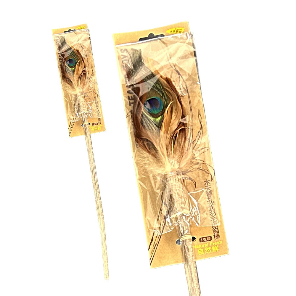 【旺生活】Natural Fresh 自然鮮 貓玩具系列 木天蓼孔雀羽毛逗貓棒 貓潔牙 貓零食 貓玩具-規格圖3
