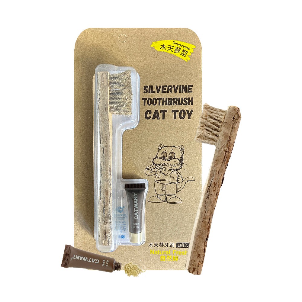 【旺生活】Natural Fresh 自然鮮 貓玩具系列 木天蓼羽毛筆/木天蓼牙刷 貓潔牙 貓玩具-規格圖3