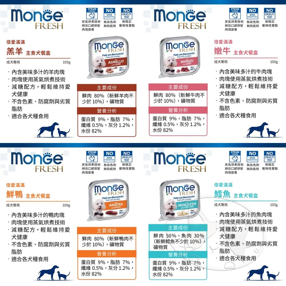 【旺生活】Monge 瑪恩吉 倍愛滿滿主食犬餐盒 100g 32入/箱 倍愛滿滿 狗罐頭 狗罐-細節圖7