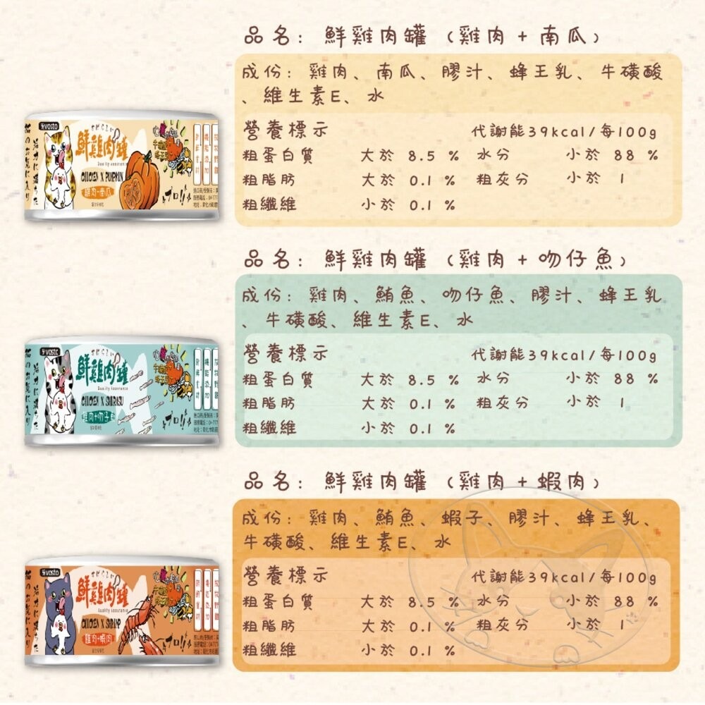【旺生活】VOSTO 鮮雞肉罐 貓咪機能罐  80G 【整箱24入】膠汁罐 貓咪最愛 副食罐 貓罐-細節圖7