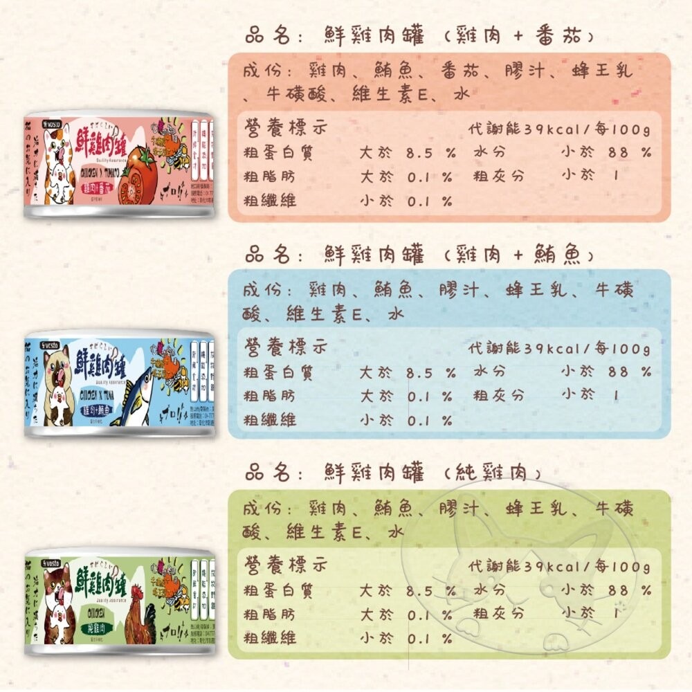 【旺生活】VOSTO 鮮雞肉罐 貓咪機能罐  80G 【整箱24入】膠汁罐 貓咪最愛 副食罐 貓罐-細節圖8