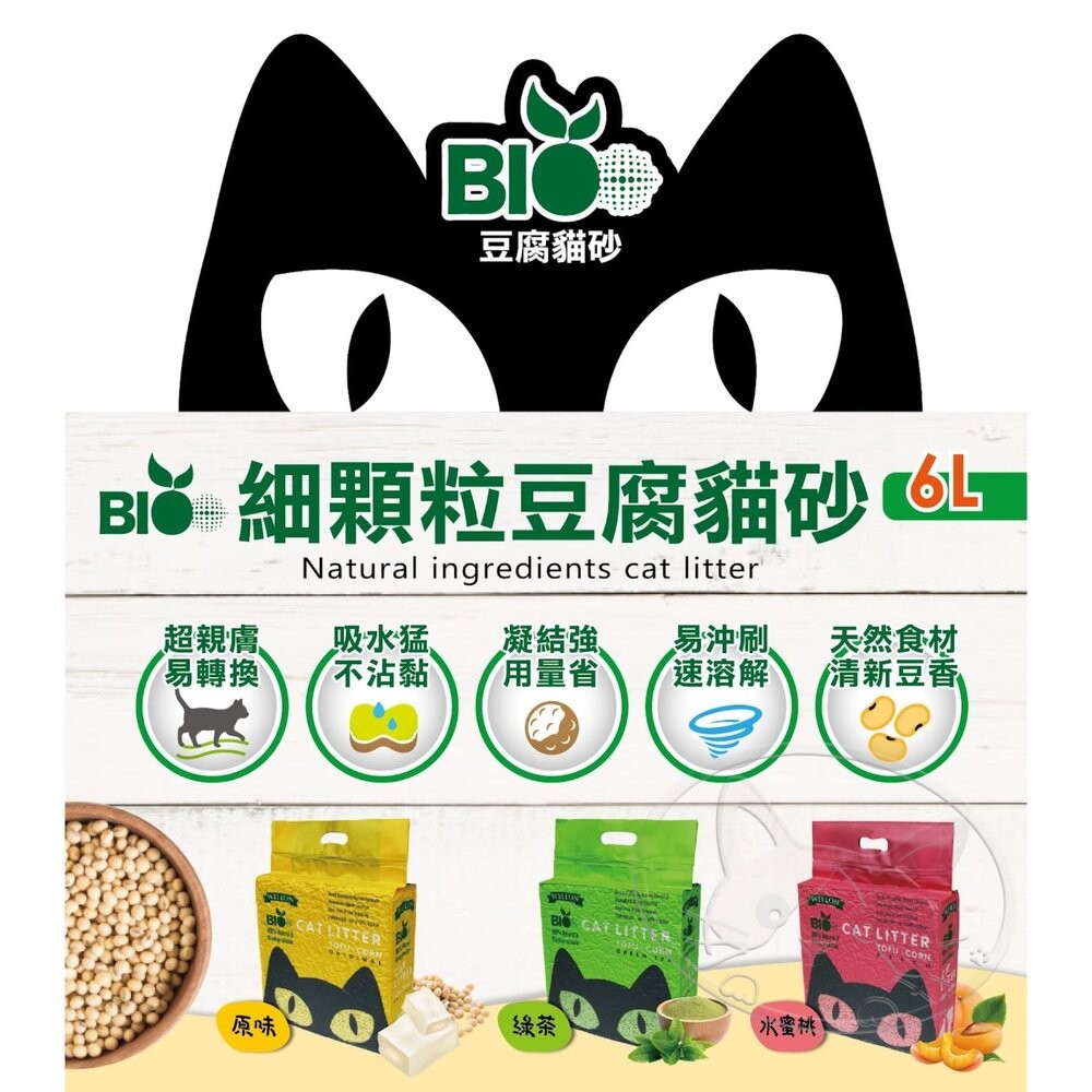 【旺生活】BIO Cat 豆腐貓砂 細顆粒 2.0mm 6L 【整箱6入】強凝結低粉塵 除臭環保貓砂-細節圖4