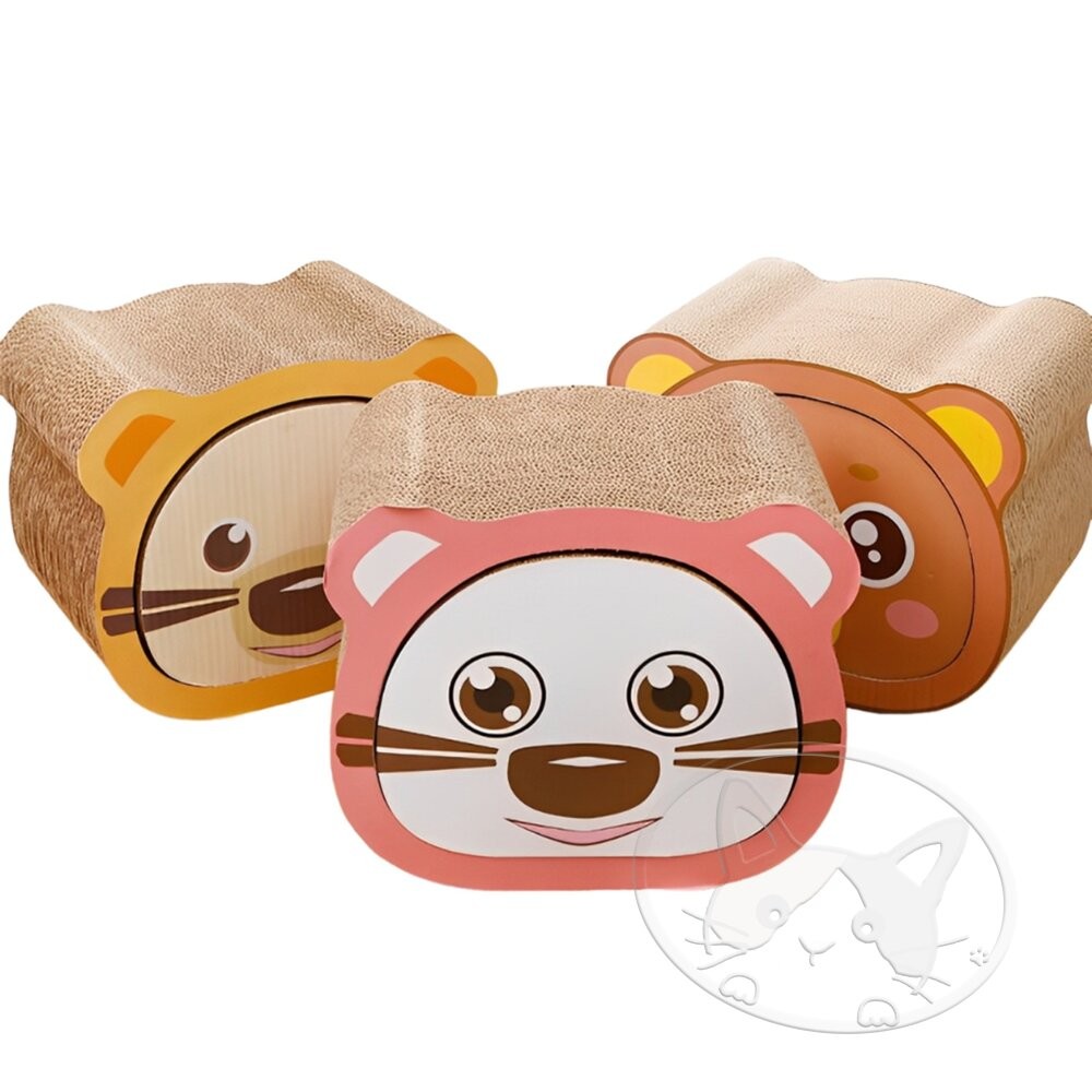 【旺生活】卡通熊頭造型瓦楞貓抓板 造型貓抓板 瓦楞貓抓板 貓抓板-細節圖2