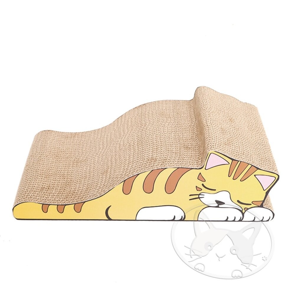 【旺生活】貪睡貓咪貓抓板 貓抓板 造型貓抓板 瓦楞貓抓板 貪睡貓抓板 紓壓貓抓板-細節圖2
