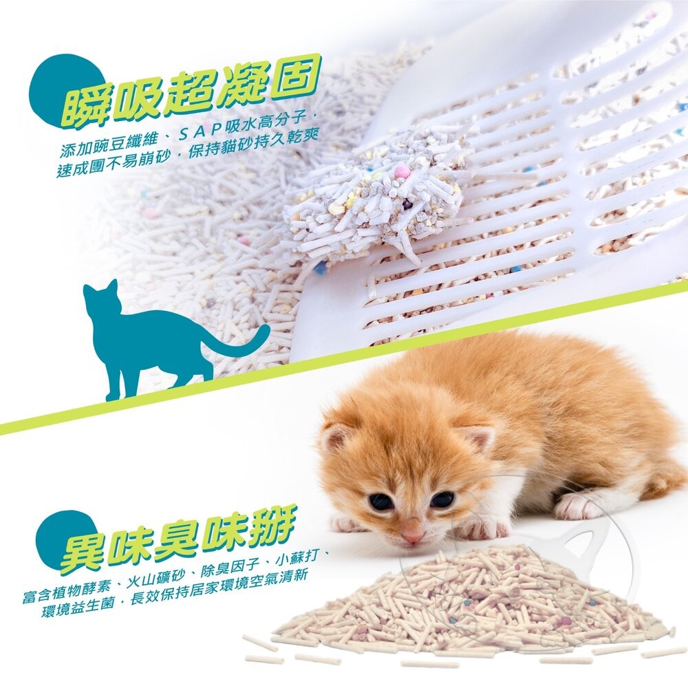 【旺生活】幸福時刻六合一混合貓砂 6L 6包入 豆腐砂 礦砂 貓砂 可沖馬桶 除臭豆腐砂-細節圖9