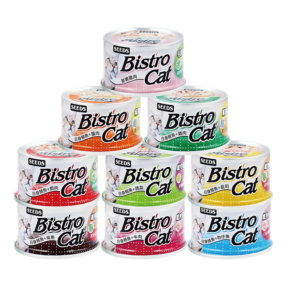 【旺生活】Bistro Cat特級銀貓健康餐罐 貓餐罐 副食罐 80G/24入 寵物罐頭 膠凍罐 鮪魚基底-規格圖7