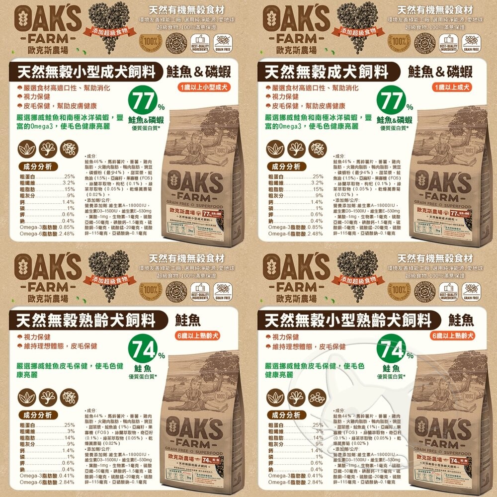 【旺生活】歐克斯 OAKS FARM 無穀有機狗飼料 12KG 無穀飼料 寵物飼料 無穀配方-細節圖6