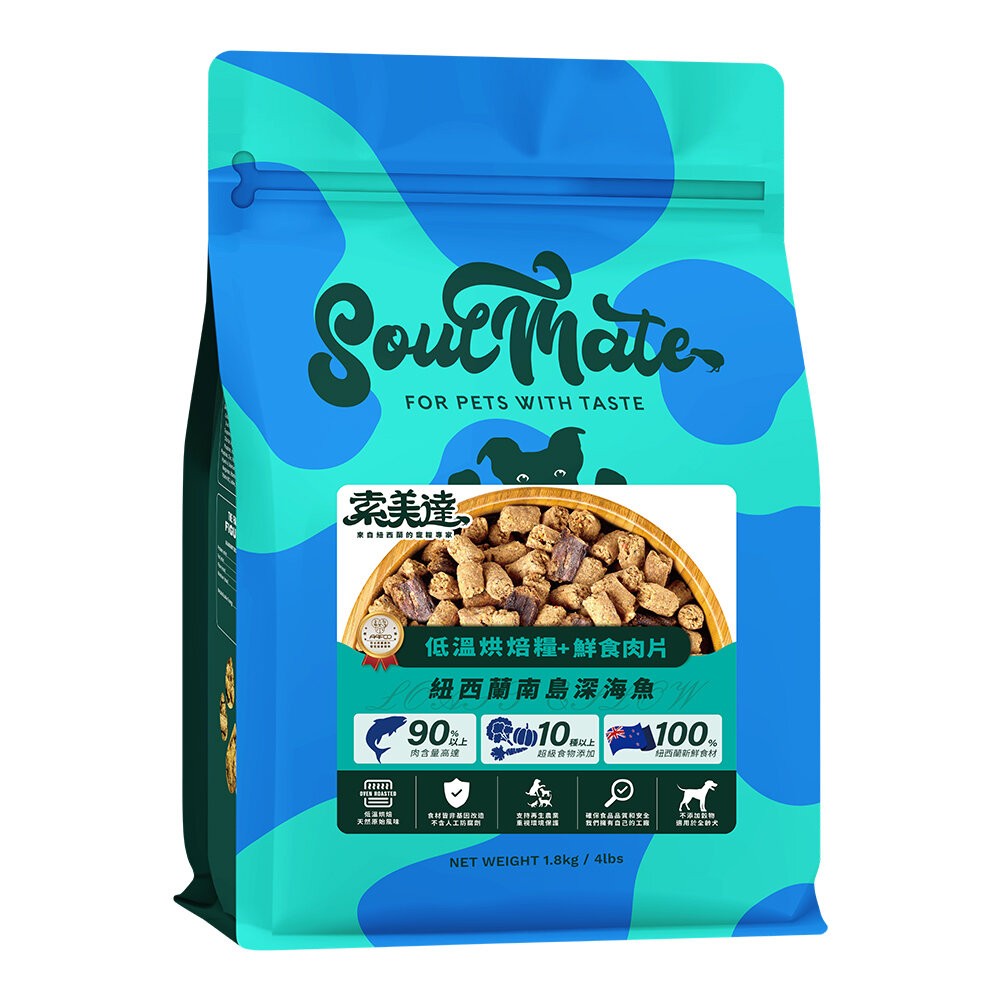 【旺生活】SOULMATE 索美達 紐西蘭低溫烘焙糧+鮮食肉片 1.8KG 狗糧 狗飼料 狗肉片-規格圖11