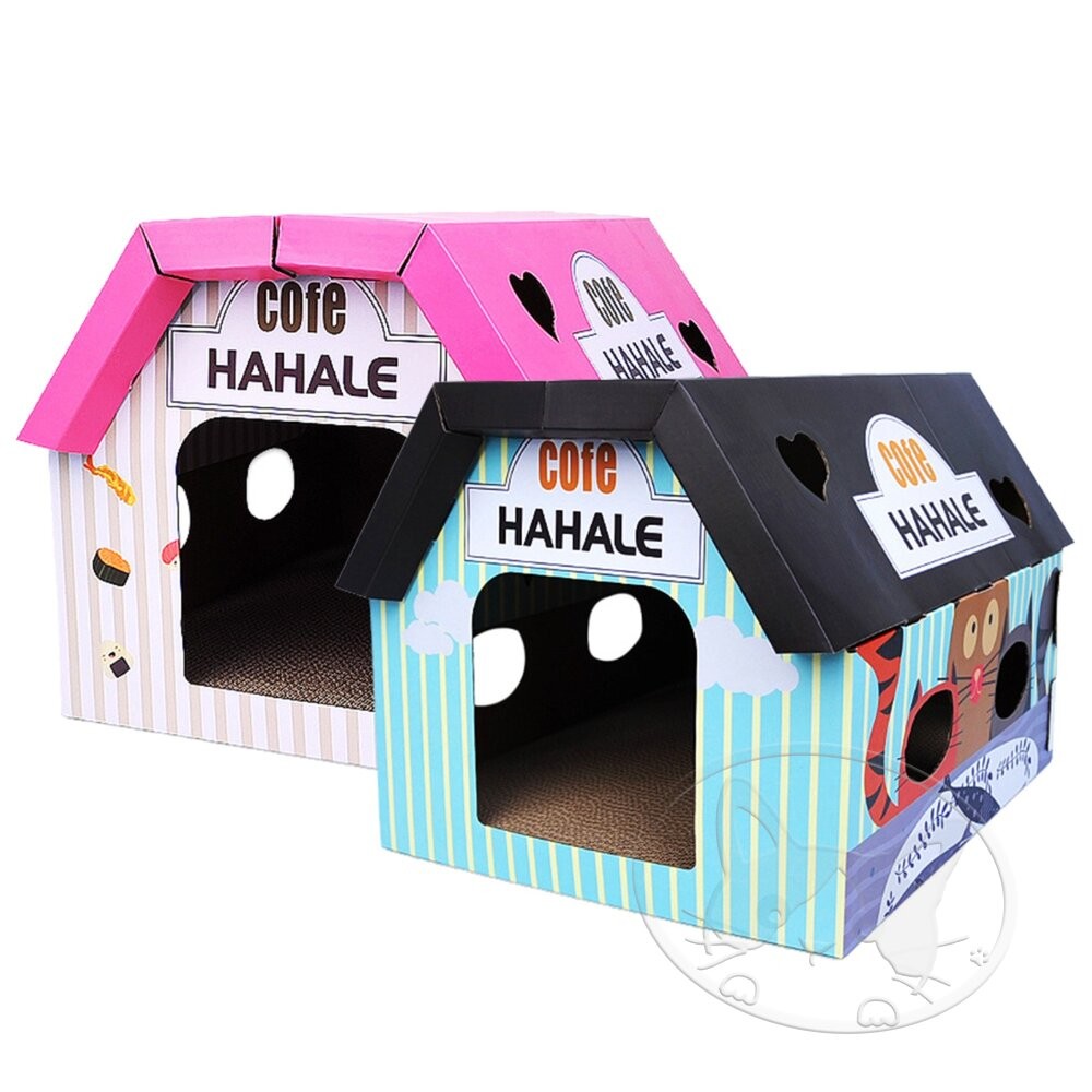 【旺生活】咖啡屋別墅 貓咪別墅 紙箱貓窩 瓦楞紙貓窩 貓抓板 平頂貓房子 大空間貓舍 居酒屋-細節圖2