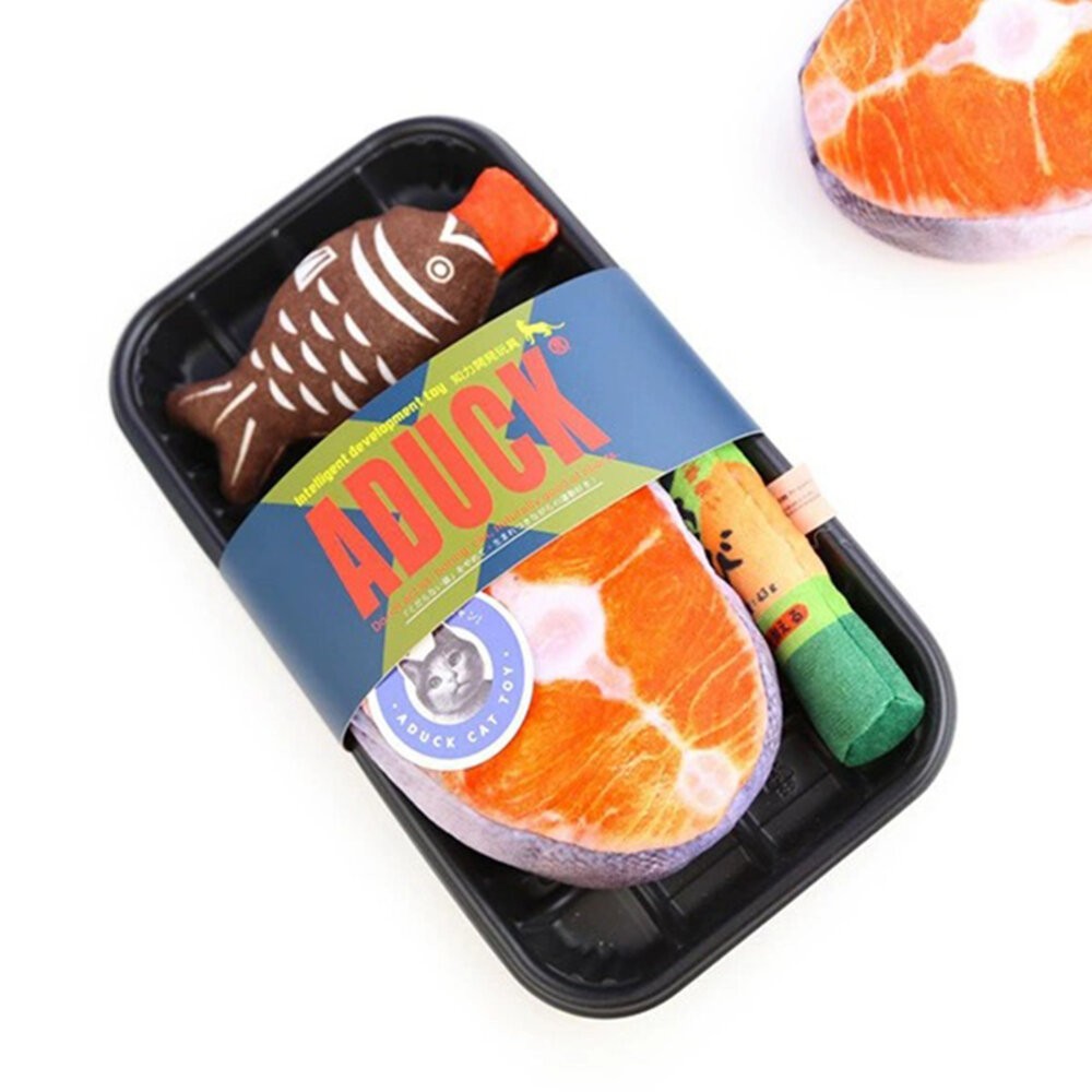 【旺生活】厚切三文魚套裝 日本Aduck 貓薄荷海鮮/魚壽司  貓薄荷玩具 貓玩具 貓薄荷 三文魚-規格圖6