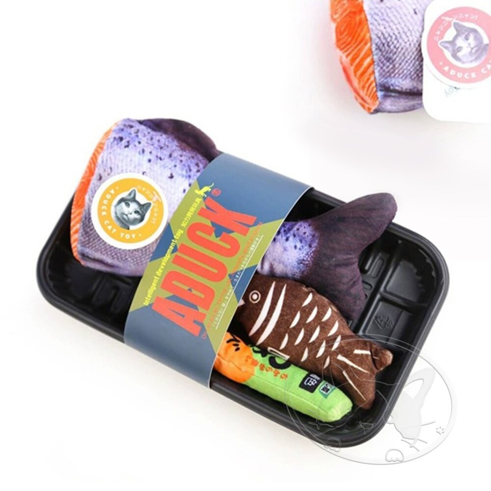 【旺生活】三文魚尾套裝 日本Aduck 貓薄荷海鮮/魚壽司  貓薄荷玩具 貓玩具 貓薄荷 三文魚-細節圖3