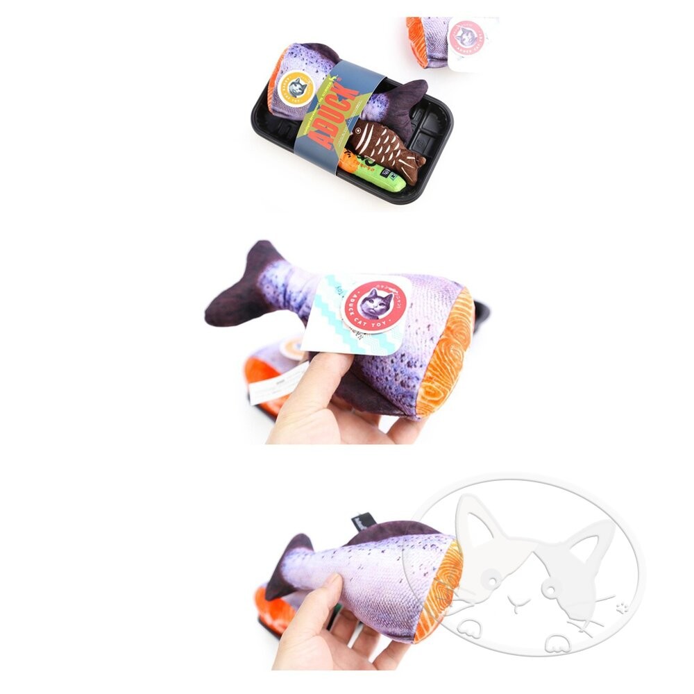 【旺生活】三文魚尾套裝 日本Aduck 貓薄荷海鮮/魚壽司  貓薄荷玩具 貓玩具 貓薄荷 三文魚-細節圖5