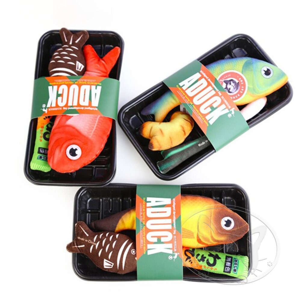 【旺生活】大魚黑盤-套裝隨機混款 日本Aduck 貓薄荷海鮮/魚壽司  貓薄荷玩具 貓玩具 貓薄荷-細節圖3