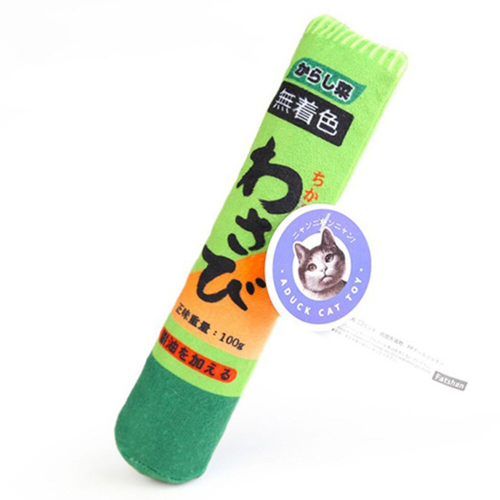 【旺生活】大號芥末 日本Aduck 貓薄荷海鮮/魚壽司  貓薄荷玩具 貓玩具 貓薄荷 調味料-規格圖5