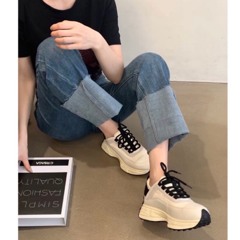 ❤️威力寶媽❤️韓系3cm運動鞋休閒鞋慢跑鞋練習鞋阿甘鞋老爹鞋穆勒鞋懶人鞋小白鞋35-40加大尺碼帆布鞋登山增高平底鞋-細節圖4