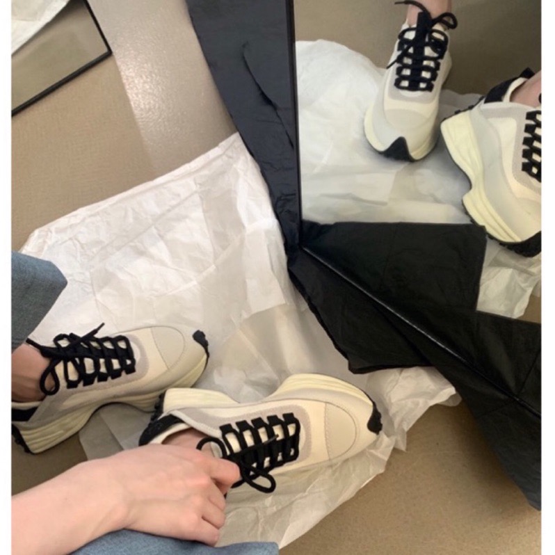 ❤️威力寶媽❤️韓系3cm運動鞋休閒鞋慢跑鞋練習鞋阿甘鞋老爹鞋穆勒鞋懶人鞋小白鞋35-40加大尺碼帆布鞋登山增高平底鞋-細節圖6