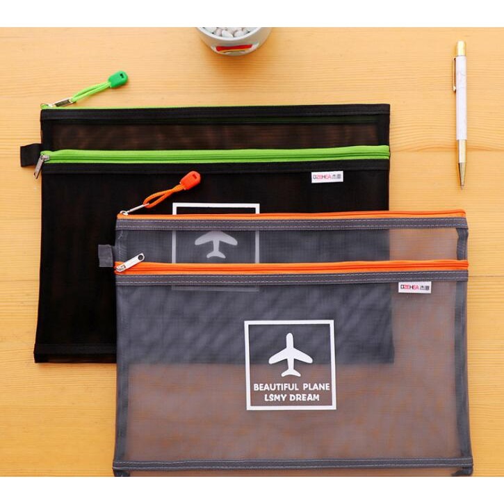 康遠🌟現貨🌟雙層資料網袋 拉鍊袋 A4雙層網袋 文件袋 透明網格袋 拉鍊文件袋 文具收納袋 旅行 收納 出差 洽公-細節圖2