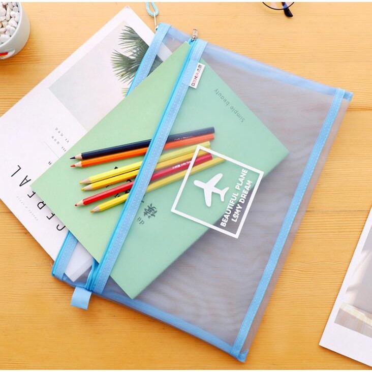 康遠🌟現貨🌟雙層資料網袋 拉鍊袋 A4雙層網袋 文件袋 透明網格袋 拉鍊文件袋 文具收納袋 旅行 收納 出差 洽公-細節圖3