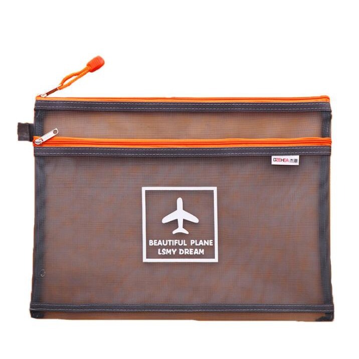 康遠🌟現貨🌟雙層資料網袋 拉鍊袋 A4雙層網袋 文件袋 透明網格袋 拉鍊文件袋 文具收納袋 旅行 收納 出差 洽公-細節圖5