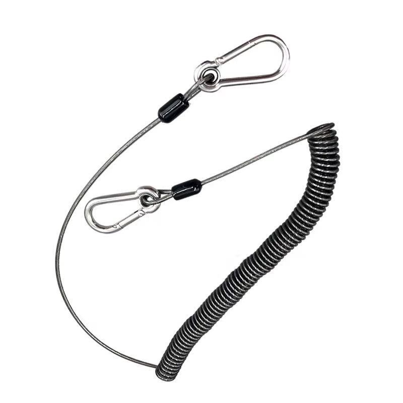 康遠🌟現貨🌟船釣 釣魚 鋼絲失手繩 雙強力扣環 最大拉力30KG 拉長3米 304不銹鋼絲彈簧 搭配路亞鉗-細節圖3