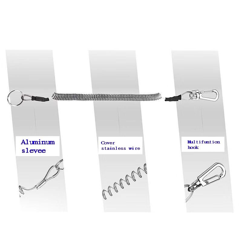 康遠🌟現貨🌟鋼絲彈簧失手繩 1.5米 旅行必備防盜繩 釣魚失手繩 防搶繩彈簧繩 戰術繩 伸縮繩 安全繩 防止工具丟失-細節圖4