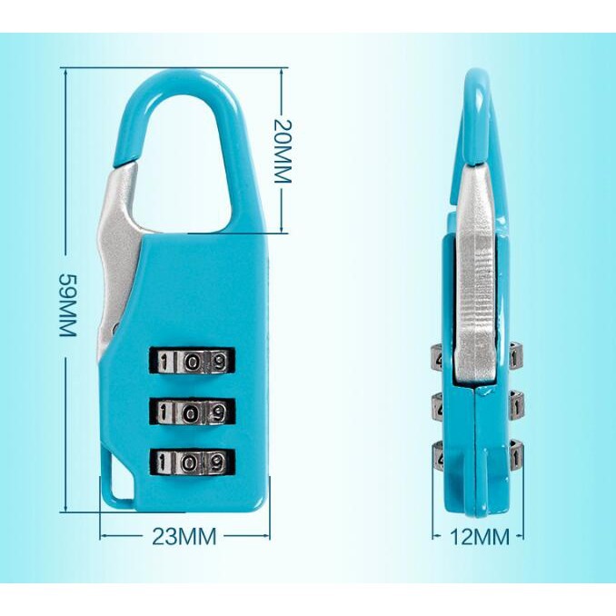 康遠🌟現貨🌟迷你密碼鎖  鋅合金數字密碼鎖 箱包行李防盜 3位密碼鎖 出國必備小物 工具箱包健身房櫃子密碼鎖掛鎖-細節圖2