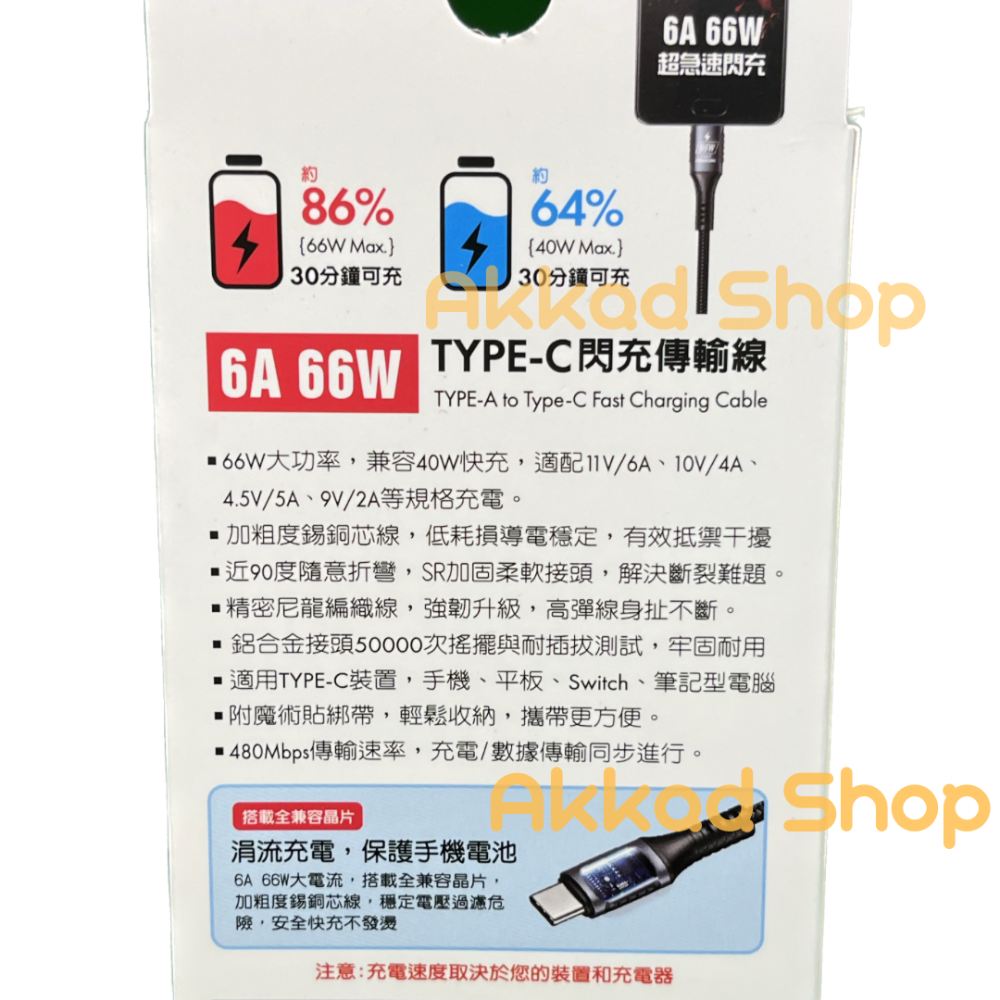 ［KAMAX］66W type-c急速快充傳輸線 任天堂 switch 適用 充電線-細節圖2