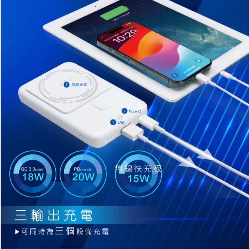 台灣製造 B84 磁吸無線快充+雙輸出行動電源Magsafe 充電-細節圖4