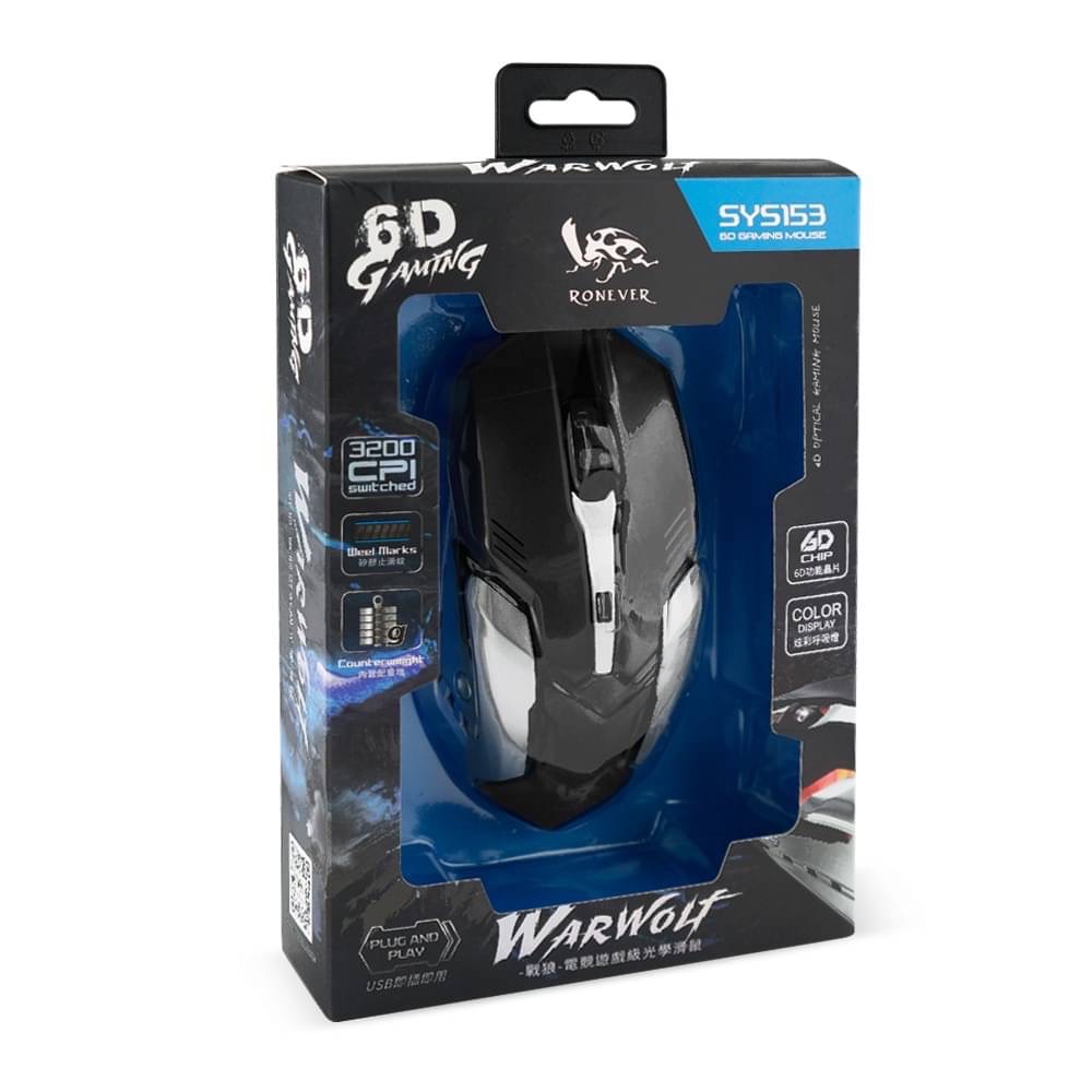 SYS153 戰狼電競光學滑鼠 6鍵式滑鼠 炫彩呼吸燈 線長150CM-規格圖3