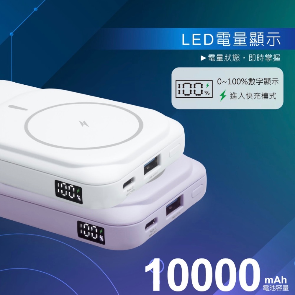 台灣製造｜B101 磁吸自帶線 無線充電快充行動電源 支援magsafe 10000mAh 行充-細節圖5