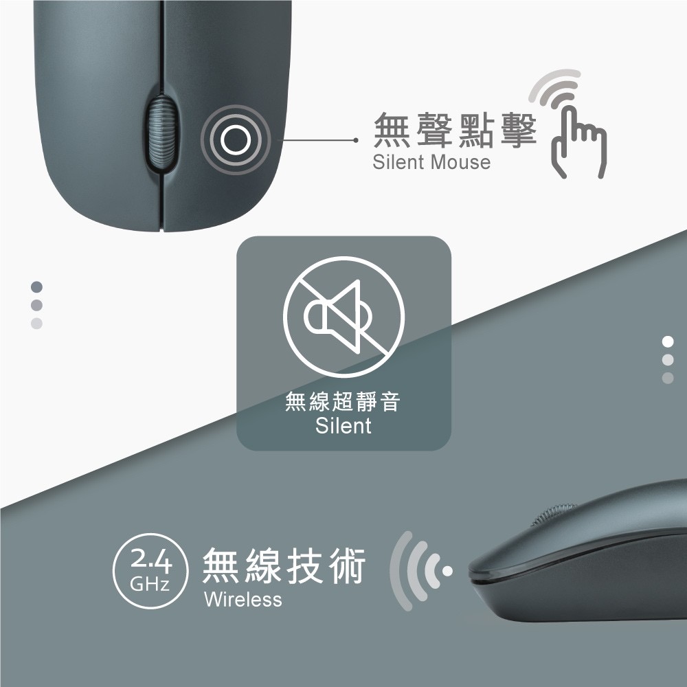 AKKAD Shop｜E-Books M71 手感型超靜音無線滑鼠 1200DPI 10M連線 超省電-細節圖2