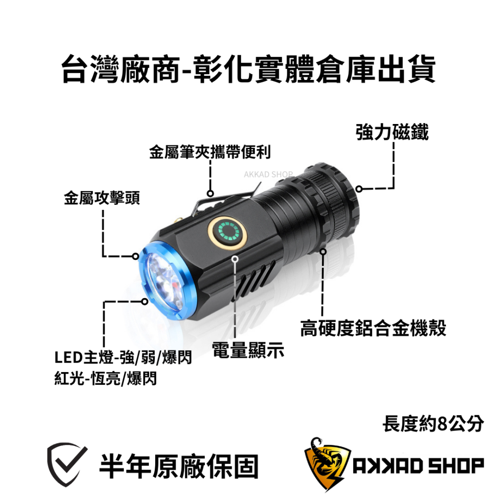 RONEVER XHP35-1迷你充電式手電筒 內附18350鋰電池 18650電池可用 防水手電筒 磁吸手電筒-細節圖4