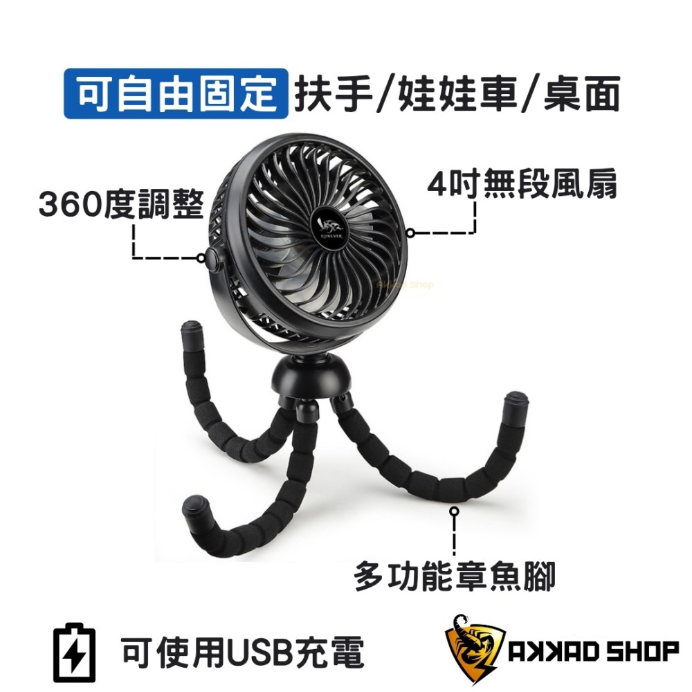 PG032 變形小風扇 隨身風扇 BSMI合格 章魚腳 可固定在娃娃車 扶手等-細節圖3