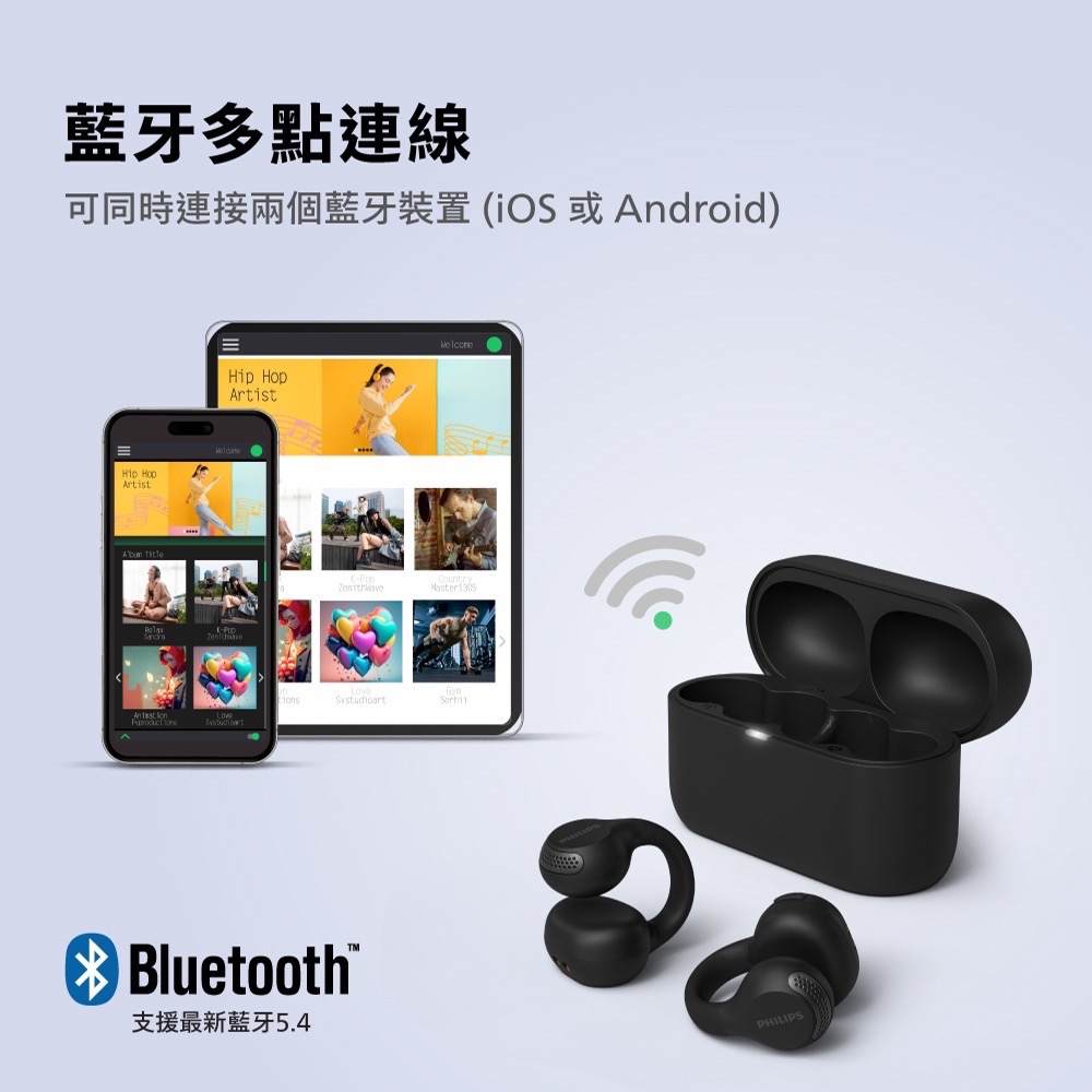 PHILIPS AI麥克風長續航耳夾式無線藍牙耳機-TAQ2000 防潑水 開放式耳機-細節圖9